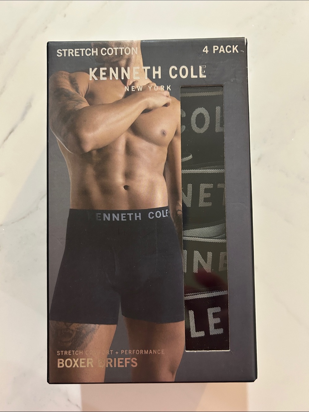 Kenneth Cole Black Stretch Cotton Boxer Briefs 4-Pack